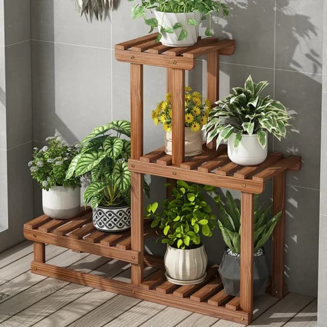 【巨匠】實木花架 可移動花架 盆栽展示架 多肉植物擺放架 多層落地式置物架 梯形架(110*25*75梯形花架)