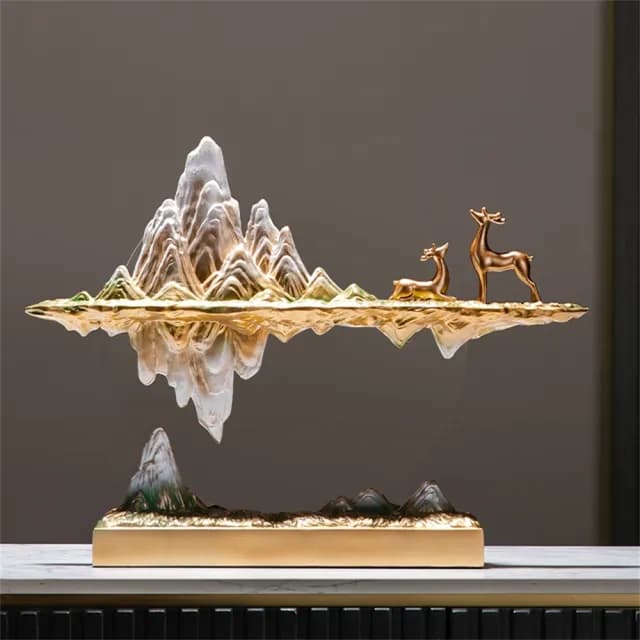 【超微米】新中式懸浮假山擺件 辦公室桌面裝飾品 客廳藝術高級感禮品 喬遷禮物(新中式☆浮假山☆件)