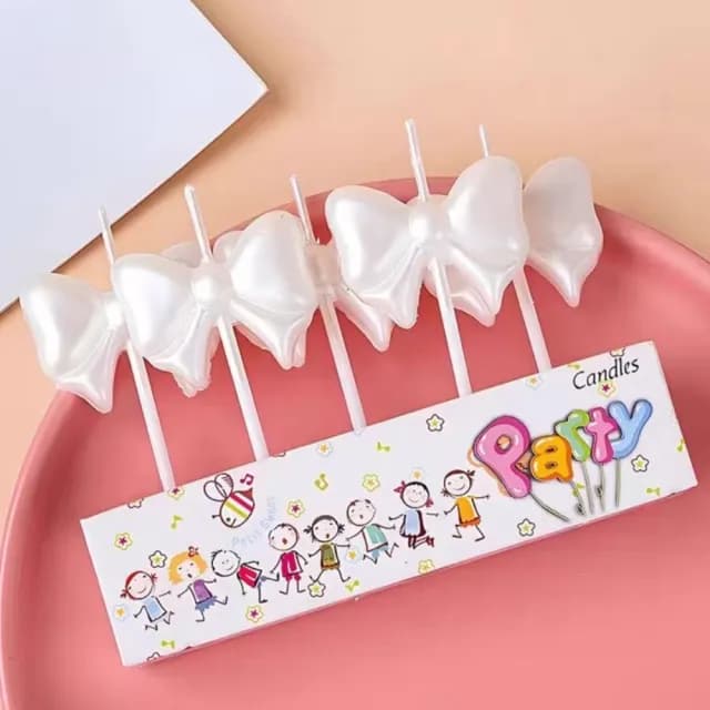 【仙女公主】珠光蝴蝶結蠟燭10支裝(唯美 夢幻 生日蠟燭 蛋糕 派對 慶生 節日 節慶 萬用蠟燭 造型蠟燭)