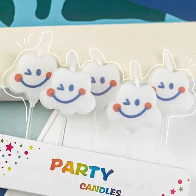 【微笑wink】可愛雲朵笑臉生日蠟燭10支入(眨眼 生日蛋糕 派對 祝福 慶生 節日 節慶 萬用蠟燭 造型蠟燭)