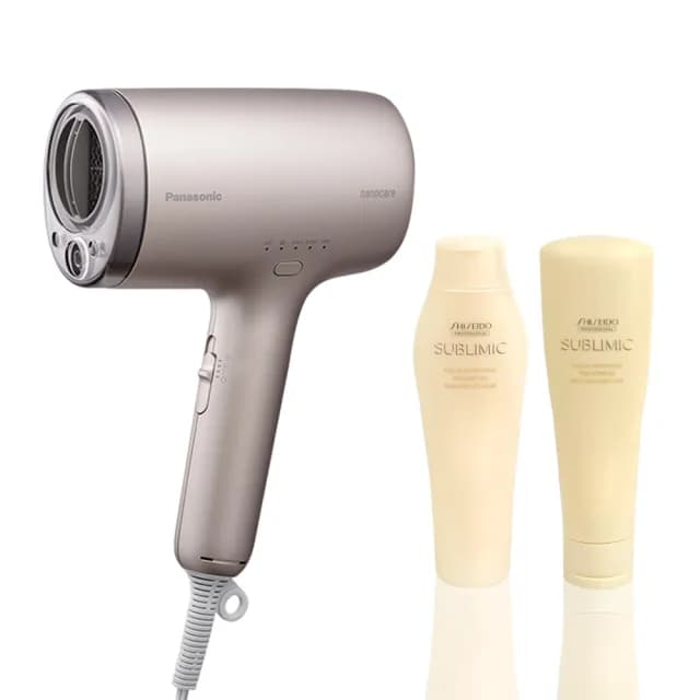 【Panasonic 國際牌】奈米水離子吹風機-迷霧金(含資生堂洗髮精組合 EH-WNA9M-E)