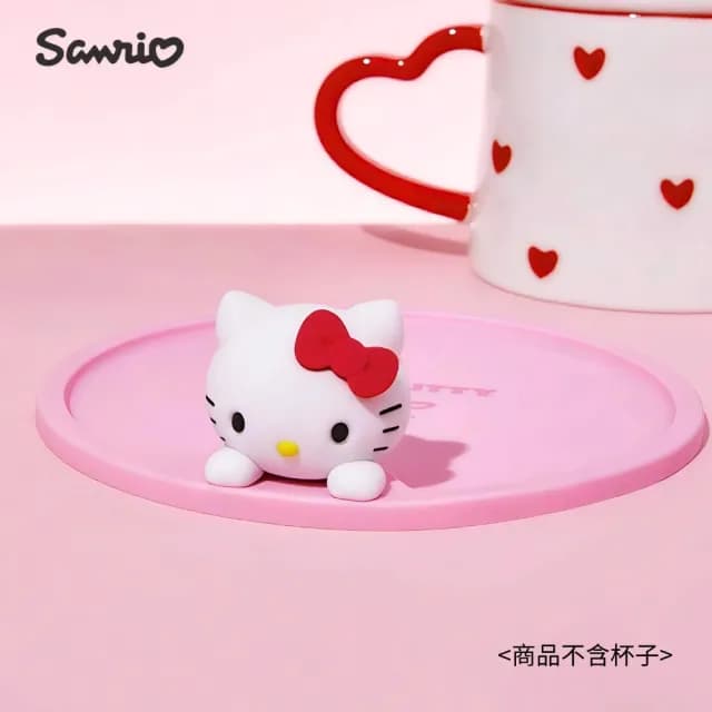【SANRIO 三麗鷗】Hello Kitty凱蒂貓正版周邊立體造型矽膠杯墊杯蓋(盒裝老婆女友女兒聖誕交換生日禮物)