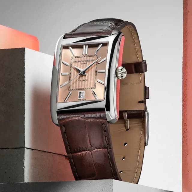 【CONSTANT 康斯登】Classics Carree 百年典雅 鮭魚面方形機械錶 禮物 送禮 推薦(FC-303SAL4C6)