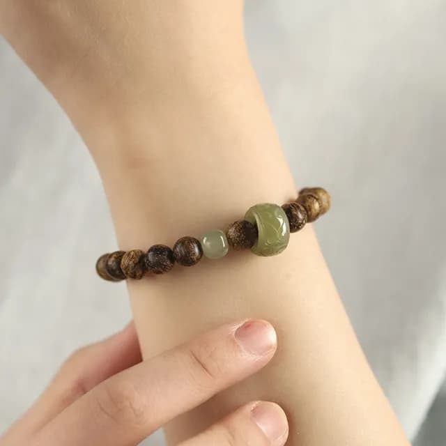 【LEEHER】雙11 和田玉手串/如意紋跑環/沉香木手鍊/玉飾品/圓珠手串/天然玉石/