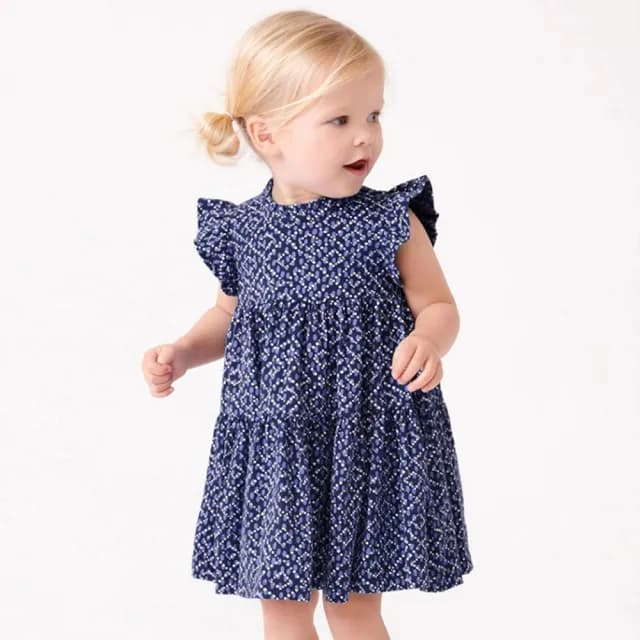 【橘魔法】幾何點點小飛袖背心洋裝(連身洋裝 連身裙 連衣裙 女童 童裝 兒童)