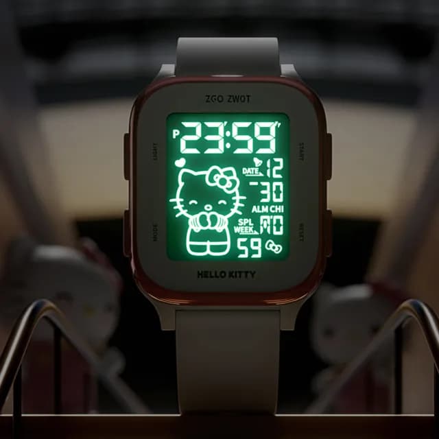 【SANRIO 三麗鷗】酷洛米大耳狗凱蒂貓方形防水運動電子錶(兒童 學生 手錶)
