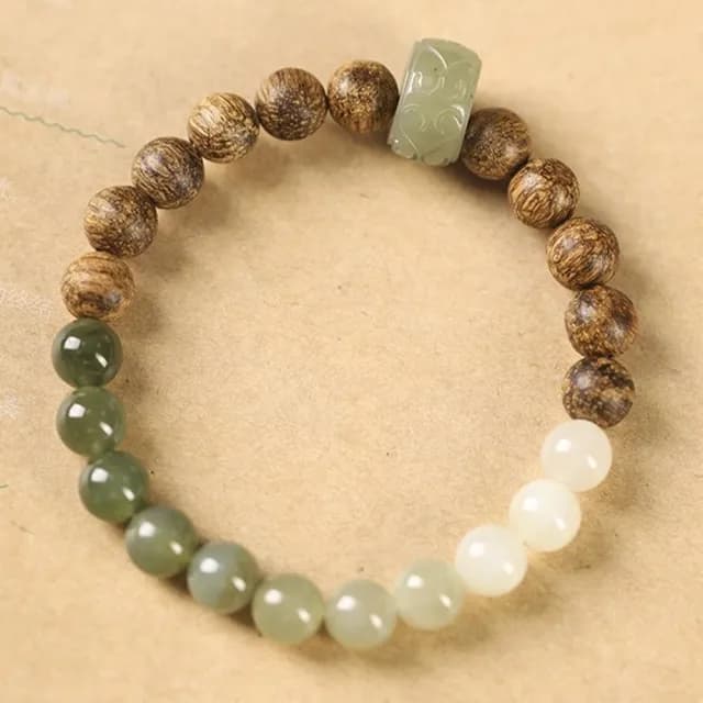 【KT DADA】雙11 天然玉石 玉飾品 圓珠手串 沉香木手鍊 和田玉手串 如意紋跑環
