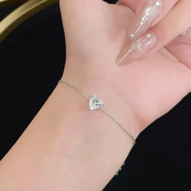 【鉅曜】PT950 1克拉 愛的心動簡約小清新鑽石手鍊 單顆1克拉 培育鑽石 真鑽(培育鑽石)