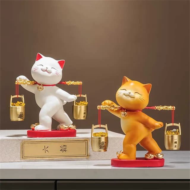 【超微米】財源廣進 招財貓擺件 玄關擺件 客廳電視櫃桌上擺飾 酒櫃裝飾品 搬家喬遷新居禮品(招財貓擺設)