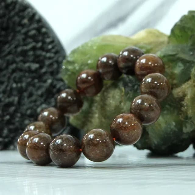 【德山珠寶】天然5A級16mm銅鈦晶水晶手鍊(情人節生日禮物飾品母親節水晶手鍊CE476)