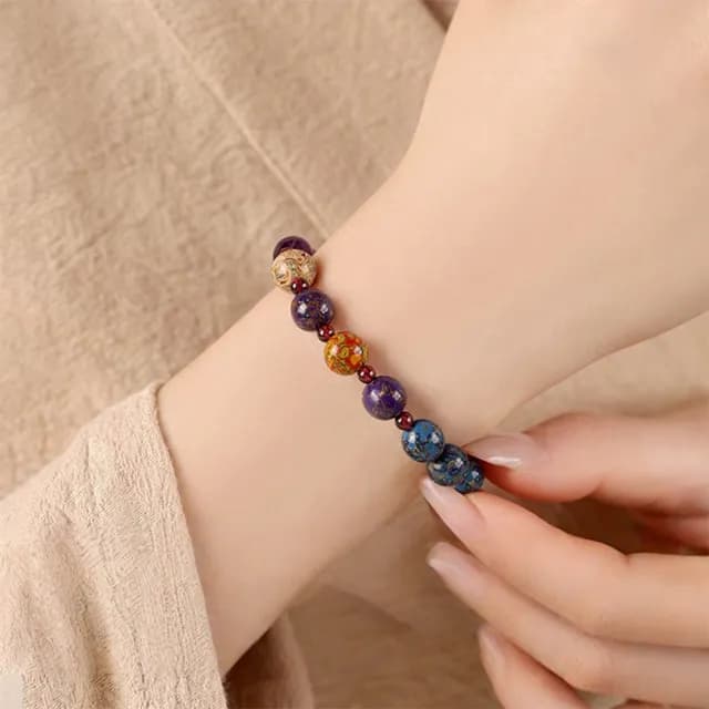 【LEEHER】雙11 大漆轉運珠手鍊/水晶單圈串珠手飾/紫水晶手串/石榴石配飾/圓珠飾品