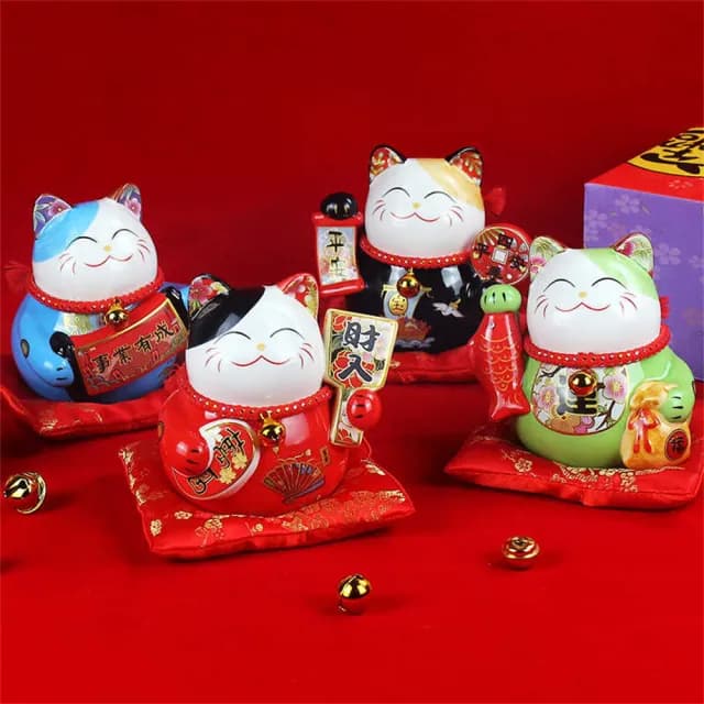 【超微米】招財貓擺件 店鋪前台桌上擺飾 客廳存錢罐 家居客廳裝飾品 送禮開業喬遷禮品(招財貓擺件 八吋)