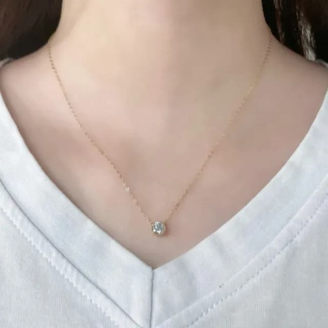 【鉅曜】50分 圓漾晶鑽簡約時尚圓鑽項鍊 培育鑽石 真鑽 鑽石 項鍊(培育鑽石 18K金)