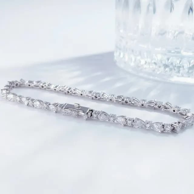 【鉅曜】PT950 4克拉 豪華時尚排鑲滿鑽花式切割鑽石手鍊 培育鑽石 真鑽(培育鑽石)