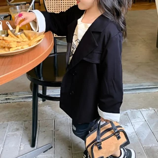 【橘魔法】簡約修身西裝外套(薄外套 長袖外套 西外 婚禮 攝影 表演 花童 中性款 女童 男童 兒童 童裝)