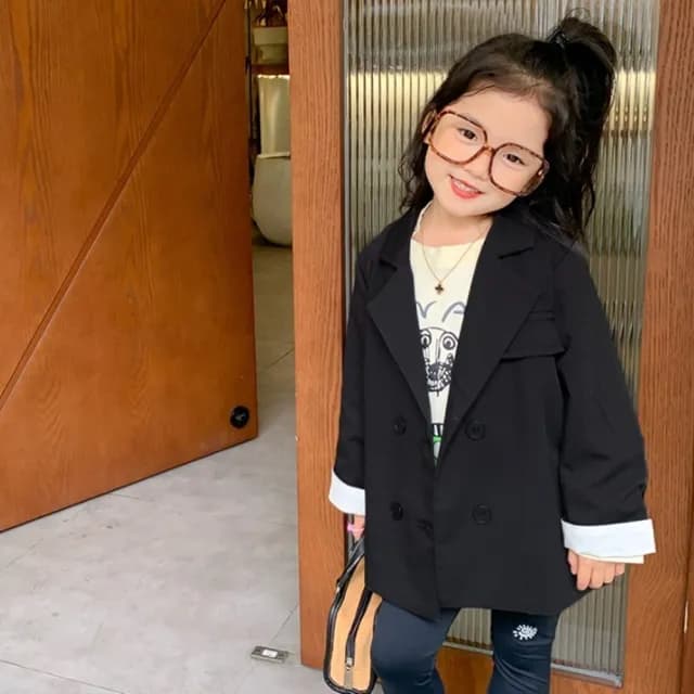 【橘魔法】簡約修身西裝外套(薄外套 長袖外套 西外 婚禮 攝影 表演 花童 中性款 女童 男童 兒童 童裝)