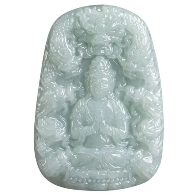【Penny珮妮】緬甸A貨翡翠九龍觀音吊墜項鍊(母親節 父親節 情人節 生日 尾牙 結婚 新年 交換禮物)