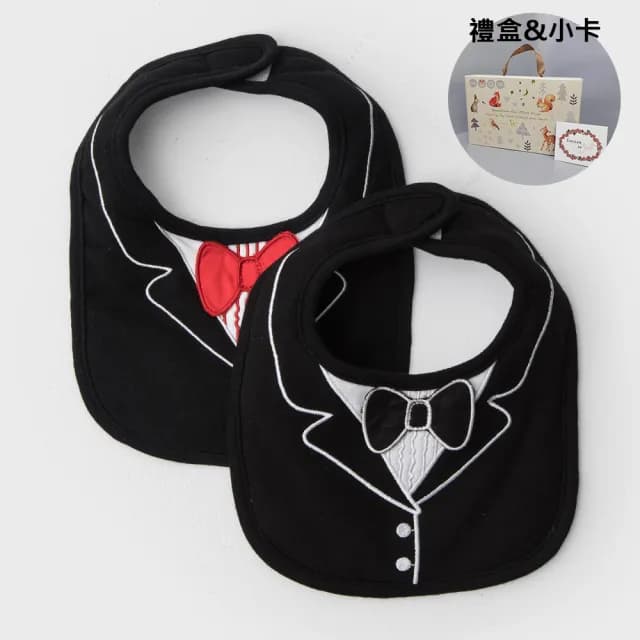 【Frenchie Mini Couture】嬰童禮盒 - 燕尾服圍兜2件組(彌月禮盒新生兒滿月生日禮萬聖節童裝)