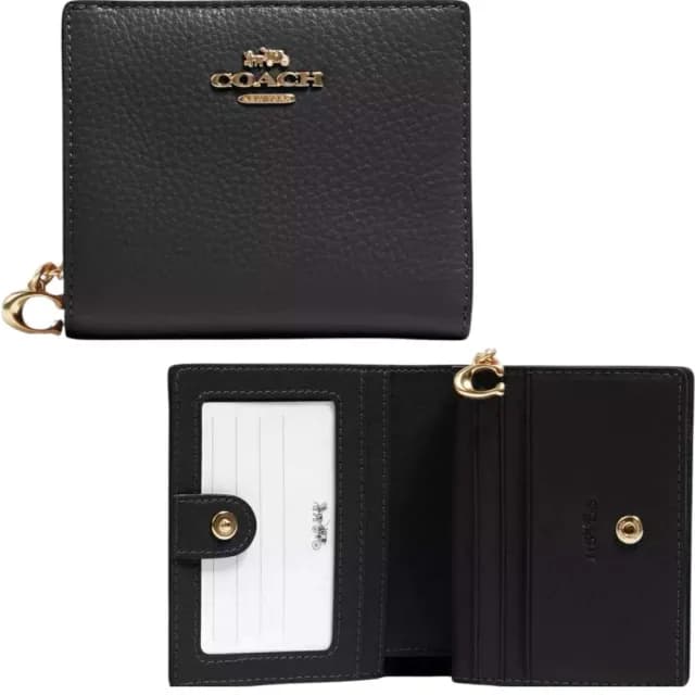 【COACH】金標 大C鈕扣零錢袋短夾 三款可選(coach  零錢包 女夾 女皮包 女短夾)