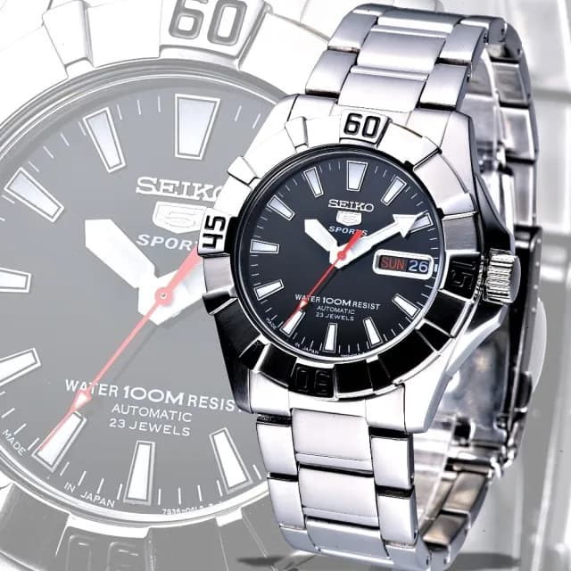 【SEIKO 精工】手錶 日製黑騎士5號23石自動機械錶-黑面/SNZF57J1(保固二年)