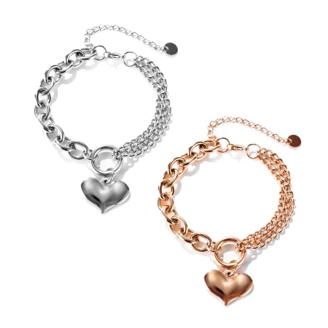 【伊飾童話】簡單的愛 歐美不對稱雙層麻花鈦鋼手鍊(顏色可選)