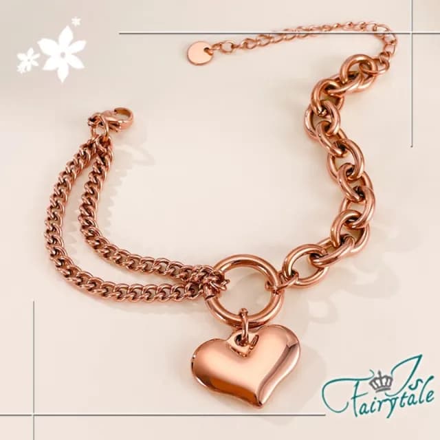 【伊飾童話】簡單的愛 歐美不對稱雙層麻花鈦鋼手鍊(顏色可選)