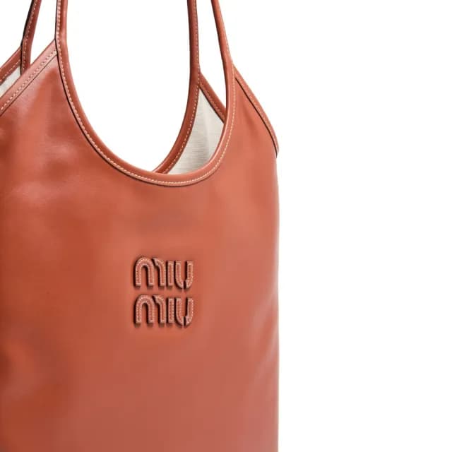 【MIU MIU】Ivy 皮革 手袋 托特包 肩背包 鐵鏽紅色 5BG231