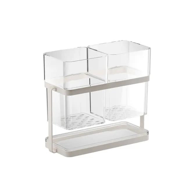 【iSFun】雅致生活 免打孔壁掛餐具收納瀝水桶(暖白色)