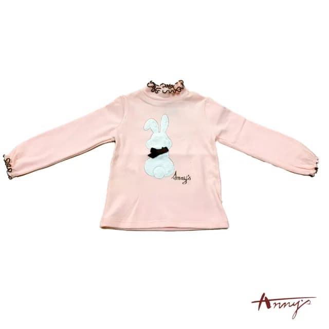 【ANNY’S 安妮公主】童裝  可愛兔兔荷葉領造型秋冬款長袖上衣(3434粉紅)