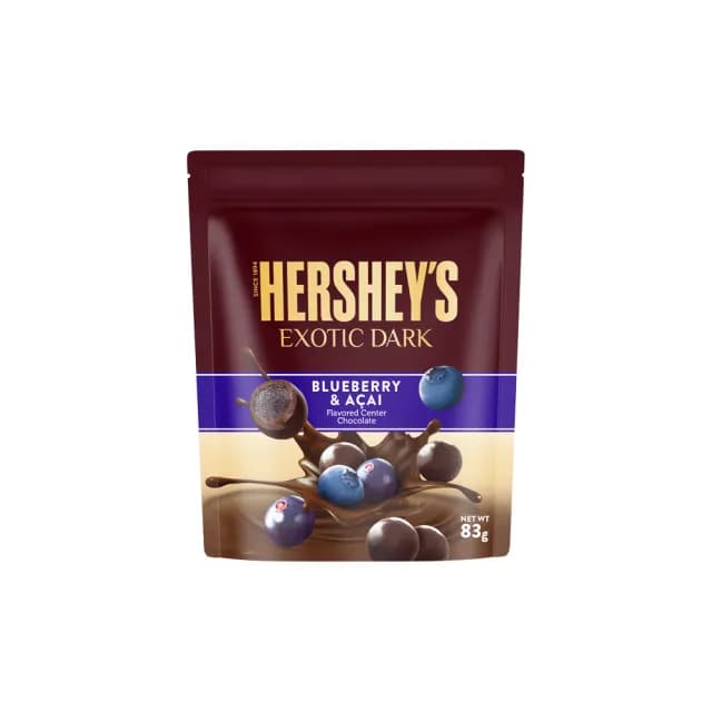 【Hersheys 好時】Exotic Dark水果軟餡夾餡黑巧克力(83g/包 巴西莓及藍莓夾餡/紅石榴夾餡)