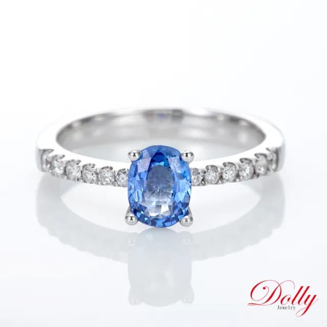 【DOLLY】1克拉 無燒斯里蘭卡矢車菊蘭藍寶石18K金鑽石戒指-010(母親節 長輩送禮 交換禮物首選)