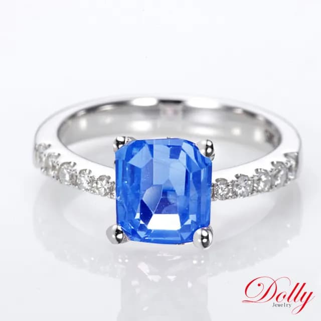 【DOLLY】1克拉 無燒斯里蘭卡艷彩矢車菊蘭藍寶石18K金鑽石戒指-006(母親節 交換禮物 長輩送禮首選)