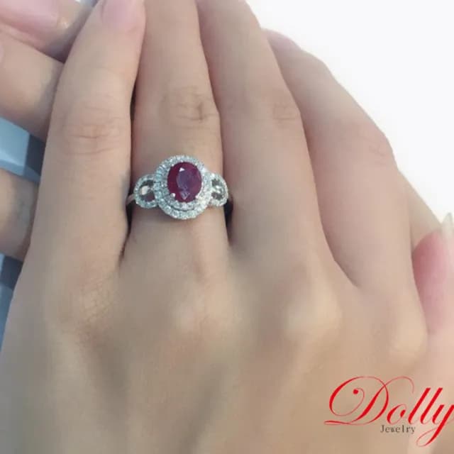 【DOLLY】1克拉 GRS無燒緬甸紅寶石18K金鑽石戒指-031(母親節 交換禮物 長輩送禮首選)
