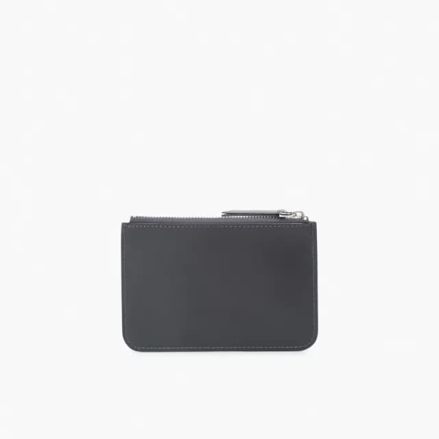 【agnes b.】皮革 拉鏈 零錢包(灰色)
