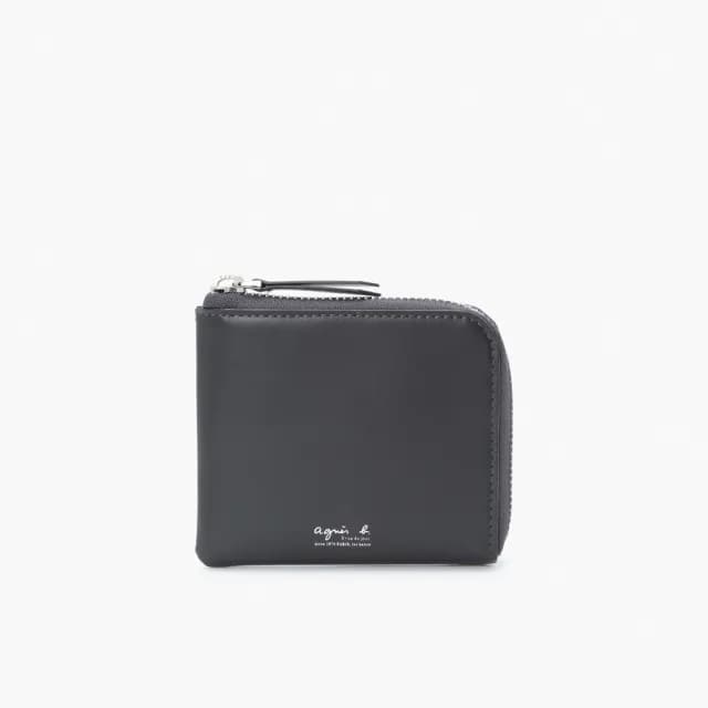 【agnes b.】皮革 L型 零錢包(灰色)