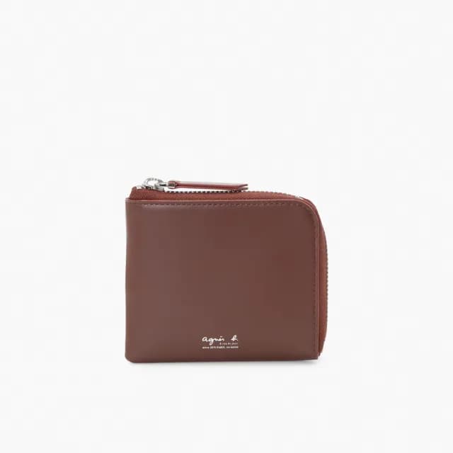 【agnes b.】皮革 L型 零錢包(棕色)