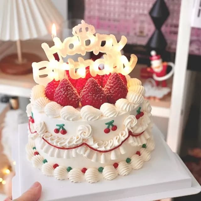 【happy birthday】生日快樂蛋糕裝飾燈(字母燈 led燈 發光 慶生 派對)