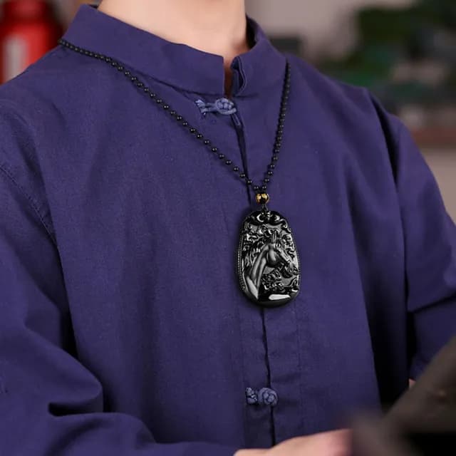 【Paiya 派亞】天然a貨翡翠墨翠馬上發財玉石吊墜冰種掛件玉墜男女款項鍊(送禮好物/交換禮物)