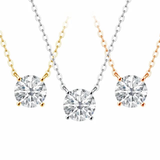 【City Diamond 引雅】天然鑽石 30分 純銀 四爪 自由 伸縮 項鍊-三色任選(璀璨流光系列)