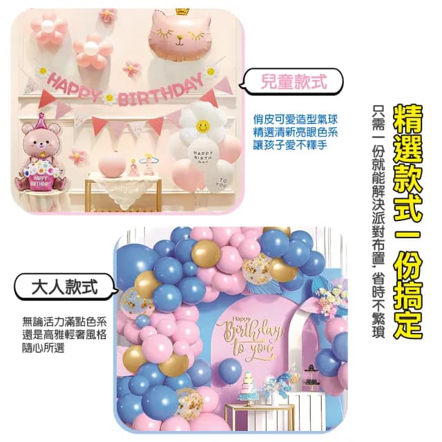 【TengYue】生日派對造型佈置氣球組-贈打氣筒(生日氣球 派對佈置 告白求婚 周歲慶生 畢業 紀念日)