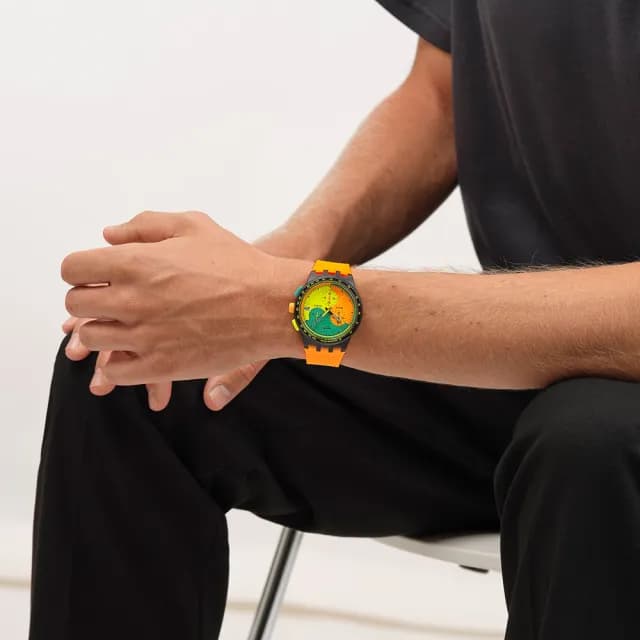 【SWATCH】NEON SIGNAL FLAG 經典手錶/男錶/女錶/瑞士製造 SUSB422(42mm)