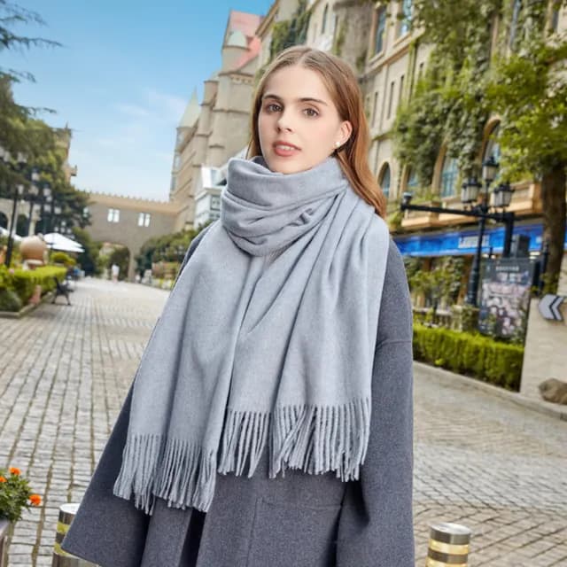 【TLYS-J】雙11 秋冬流蘇羊毛保暖圍巾 高級感純色圍巾 披肩 保暖圍脖 情侶圍巾 防風防寒護頸脖圍