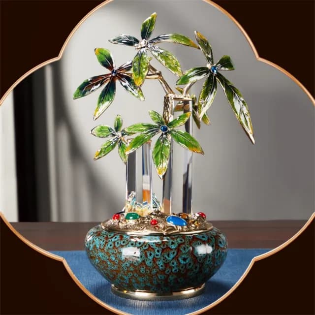 【超微米】琺瑯發財樹 聚寶盆 擺件 辦公室裝飾品 公司擺飾 招財擺件 喬遷店鋪開業禮物(聚寶盆發財樹)