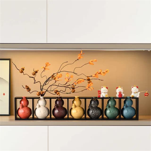 【超微米】招財福祿葫蘆擺飾 花瓶 入戶鞋櫃電視櫃擺件 招財貓擺設 高級裝飾品 喬遷開業禮物(葫蘆擺飾)