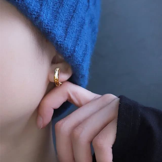 【LEEHER】雙11 鎏金耳飾/撞色設計/925銀耳環/啞光電鍍/小圈耳扣/潮男配件/抗過敏/低調百搭