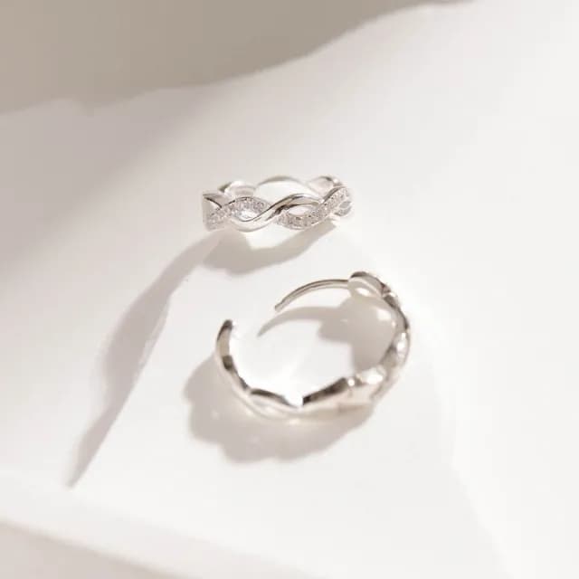 【vacanza】交錯環鑽．純銀耳環