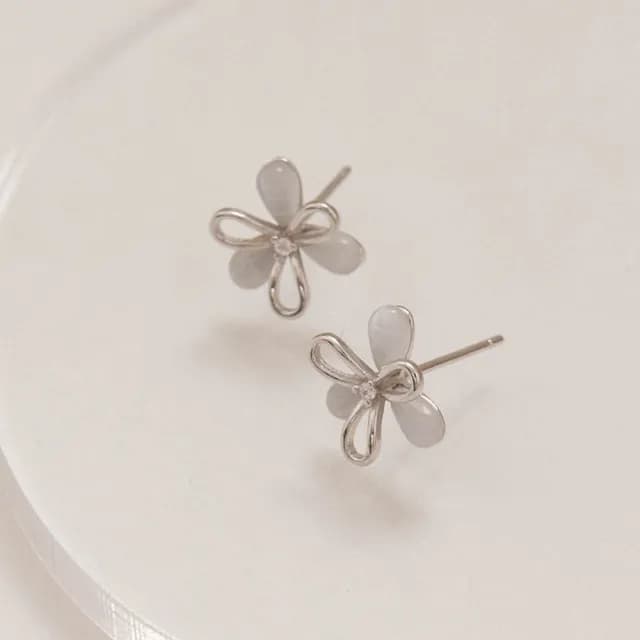 【vacanza】貓眼石花朵・純銀耳環