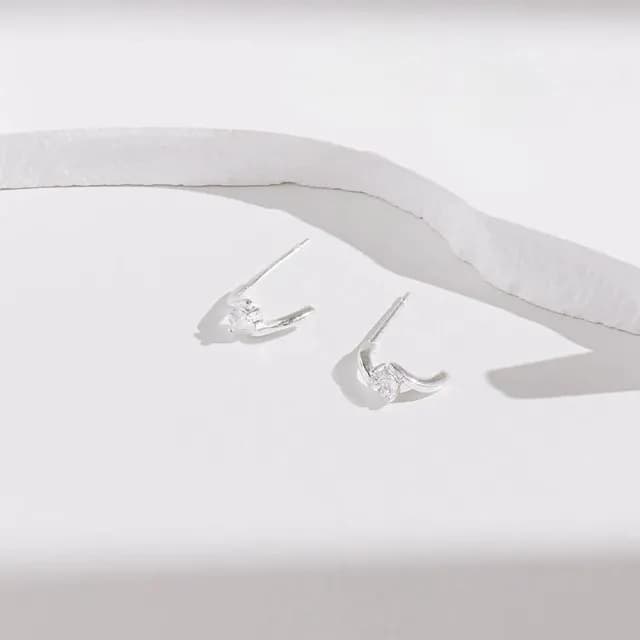 【vacanza】閃耀單鑽・純銀耳環