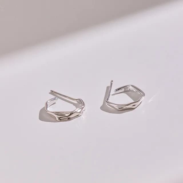 【vacanza】不規則折紋・純銀耳環
