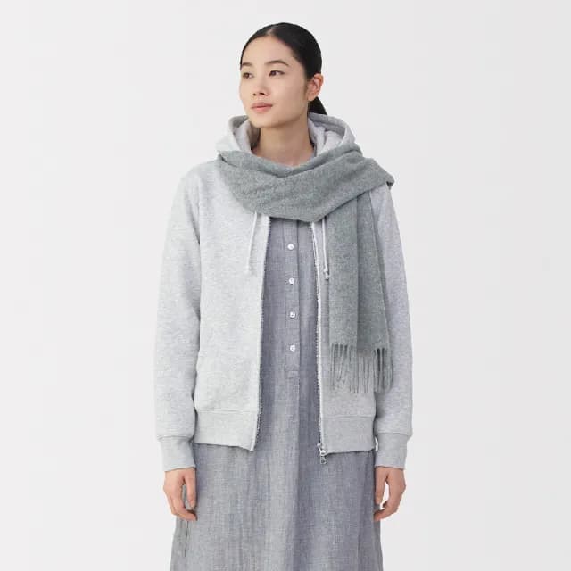 【MUJI 無印良品】蓬鬆羊毛圍巾(紅色/灰色/黑色/煙燻藍/深摩卡棕)